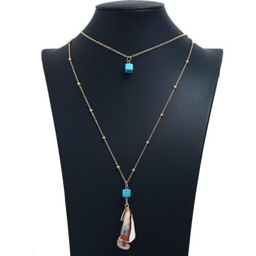 ZOSHI Bohemian Ocean Seashell Beach Pendants Necklace Women Fashion Gold Beach Starfish Shell Multi Layer Chain Necklace Jewelry