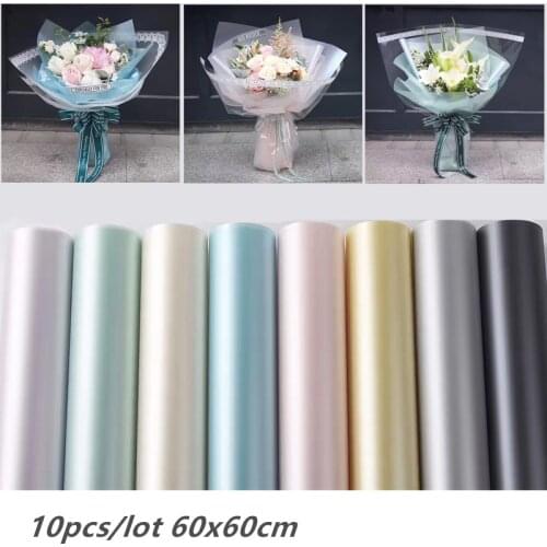 10Pcs 60X60CM Bright Flower Bouquet Packaging Paper Package Florist Supply Gift Wrapping Paper Handmade Material Decor for Home