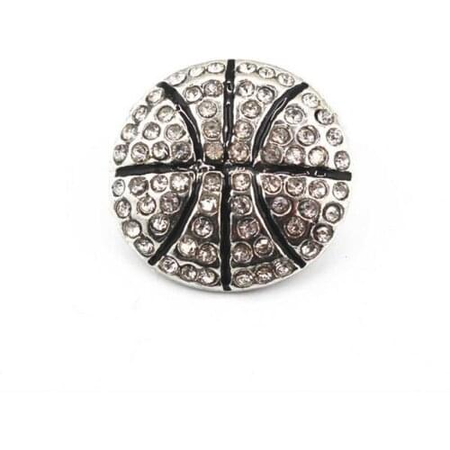 10pcs/lot Rhinestone Crystal Basketball Snap Buttons fit 18mm Snap Bracelet&Bangles Pendants DIY Snap Jewelry Charms