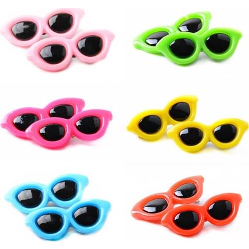 10 Pcs-set Pet Glasses Hair Clip Mixed Color Dog Cute Decorative Sunglasses Headdress Photo props Dog Cat Pet Accessories