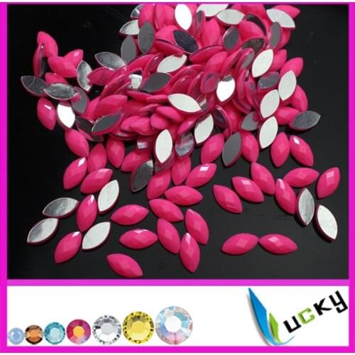 1440PCS 5*10mm navette horse eye neon pink color Best KOREAN quality hotfix epoxy flatback pearl rhinestone perfect faceted look