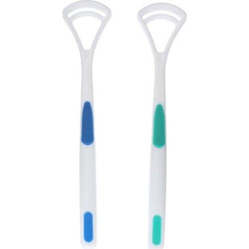 2pcs/set 17.5 x 3.3cm Dental Care Tongue Clean Tool Fresh Good Breath Cleaner Scraper Handle Hygiene Reduce Tooth Decay