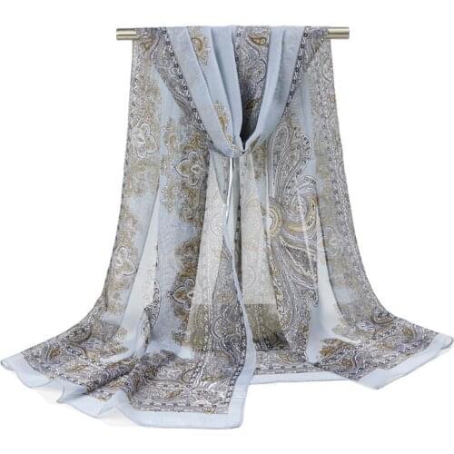 2020 NEW Blue and white porcelain chiffon scarf silk square hijab cool shawl ladies foulard femme Scarves hair bufanda mujer