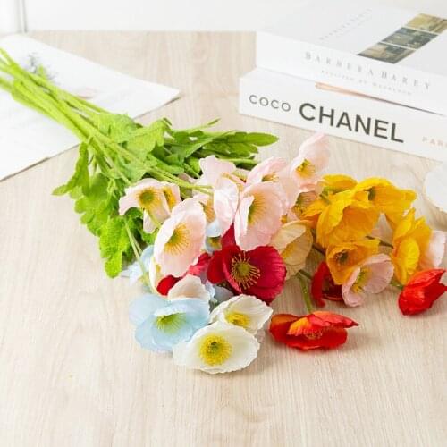 59cm Artificial Corn Poppy Flowers Bouquets Red color for Home Table Decoration