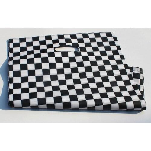 White and black grid design plastic bags 100pcs/lot 30X40cm Fit clothes or gift packing shopping bags