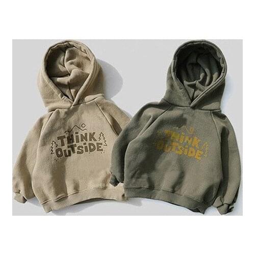 Childrens Autumn And Winter New Top boys And girls Fashionable Foreign Style Letter Printed Fleece Hooded Sweate