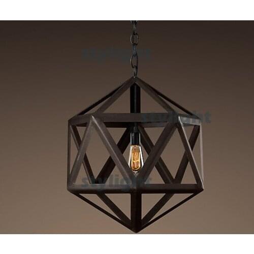 Diameter 40cm Vintage Pendant Lamp STEEL POLYHEDRON PENDANT Loft lights America country style lighting iron chandeliers