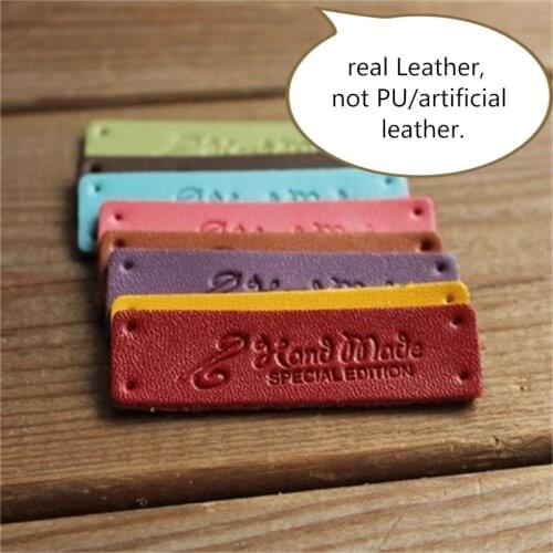 8 color real leather card handmade Genuine label/Hand sewn Decoration diy hand Accessories/Handmade leather handbag labels