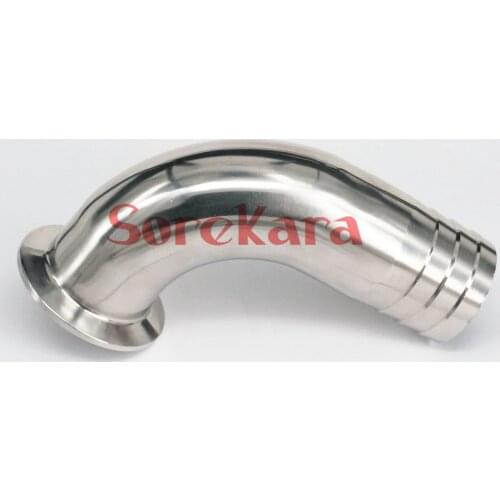 Fit Hose I/D 45mm Barbed 304 Stainless Steel Ferrule OD 2" Sanitary Ferrule 90 Degree Elbow Pipe Fitting