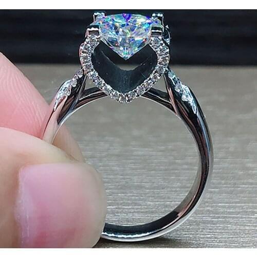 10K Au417 White Gold Women Wedding Party Engagement Ring 1 2 3 4 5 Carat Round V Moissanite Diamond Ring Crown Trendy Classic