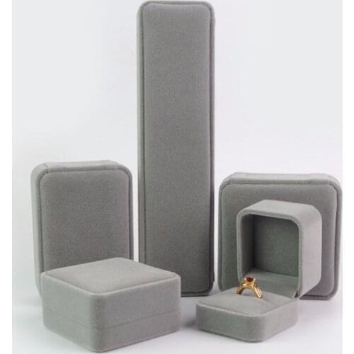Retail Velvet Wedding Jewellery Pendant Ring Storage Box Gift Packing Box For Jewelry 9 Colors Available