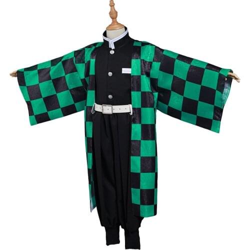 Demon Slayer: Kimetsu no Yaiba Kamado Tanjirou Cosplay Costume Kids Kimono Outfits Halloween Carnival Suit