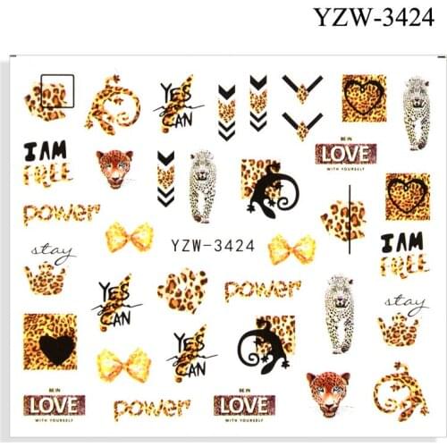 ZKO Leopard Nail Art Sticker Liners Animal Butterfly Tattoo Sliders Water Transfer Leaf Manicure Decoration Wraps