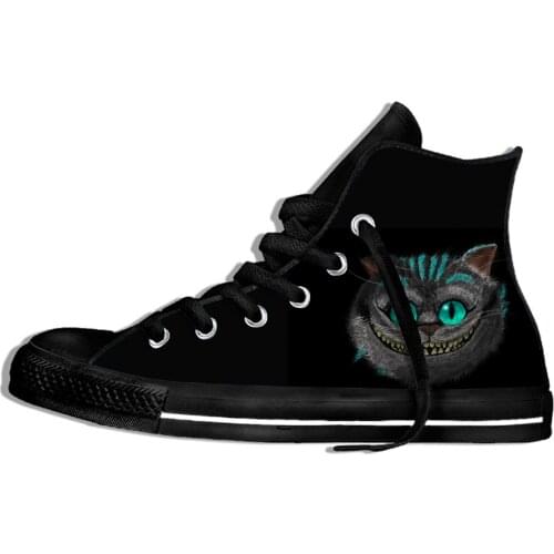Cheshire Cat We're all mad here art New Arrive Fashion Lightweight High Top Canvas Shoes Men Women Casual Breathable Sneakers