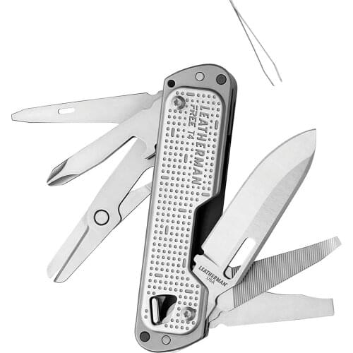 LEATHERMAN - FREE T4 Multitool and EDC Pocket Knife with Magnetic Locking and One Hand Accessible Tools