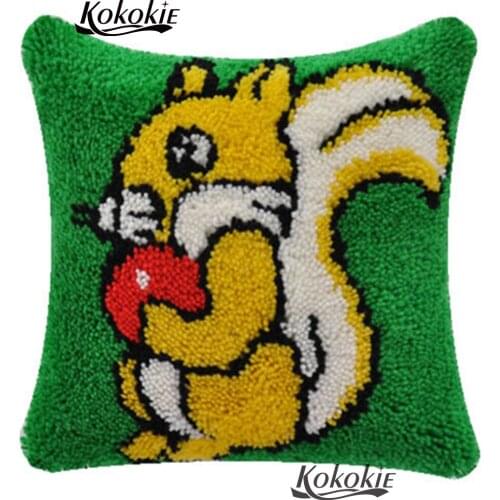 Cartoon fabric Throw Pillow Embroidery Set Crocheting Rug Yarn Pillowcase embroider needlework kits latch Hook cross stitch