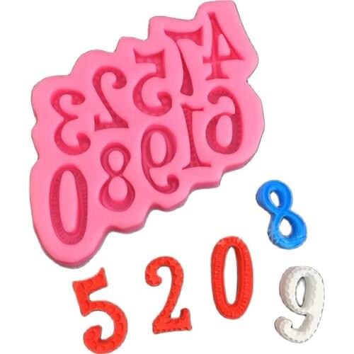 Number 0-9 Fondant Silicone Moulds Number Anniversary One Year Old Cake Decoration Baking Chocolate Molds