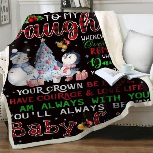 Letter to my daughter 3D Snowman/Christmas tree Printed Sherpa Blankets Couch Quilt Travel Bedding Plush Throw Blanket Bedspread