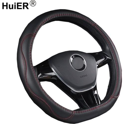 HuiER Car Steering Wheel Cover D Shape For Hyundai Sonata Sport Sport 2.0 Elantra Sport 2015 - 2018 2019 Steering-wheel Cover