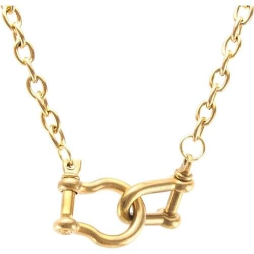 100% Stainless Steel Carabiner Necklace For Women Men Gold/Silver Color Metal Carabiner Buckle Clasp Choker Clavicle Chain