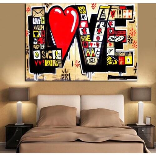 Poster HD Print Street Art Graffiti 3D Red LOVE MODERN Abstract Canvas Painting Art Wall Pictures For Living Room Cuadros Decor