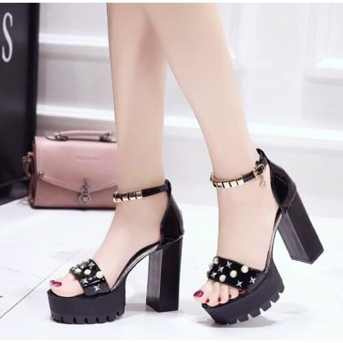Platform heels sandals pumps women shoes ankle strap peep Toe high heels shoes woman Platform Heels ladies wedding shoes