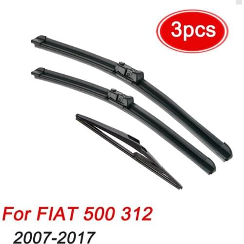 MIDOON Wiper LHD Front & Rear Wiper Blades For FIAT 500 312 2007 - 2017 Windshield Windscreen Front Rear Window 24''14''12