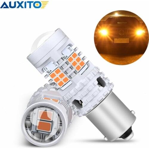 2pcs P21W LED CANUBS 1156 BA15S No Hyper Flash Bulb No Error Car Turn Signal Lights Bulb Brake lamp Amber Yellow 2200K