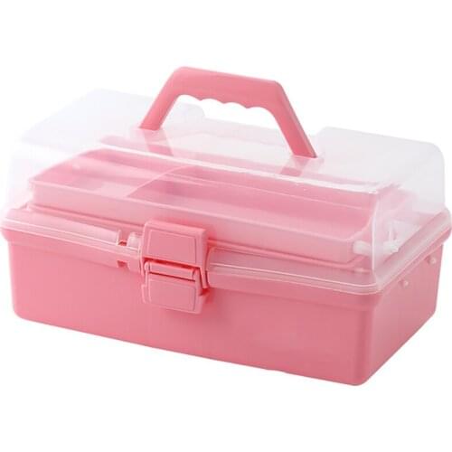 Three-layer Medicine Storage Box First Aid Kit Plastic Folding Medical Chest Organizer For Makeup Stationery Storage Boxes