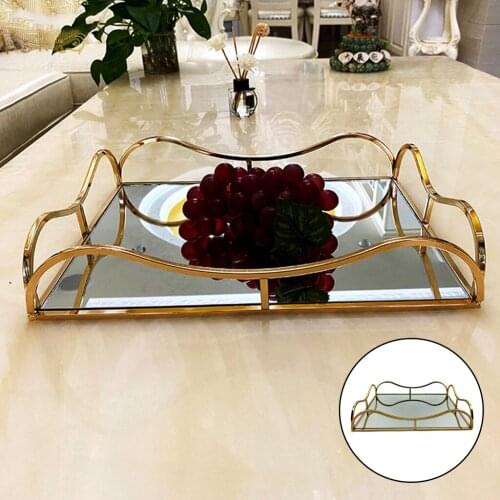 Tray Mirror, Perfume Tray Gold Mirror Decorative Tray Jewelry Vanity Tray