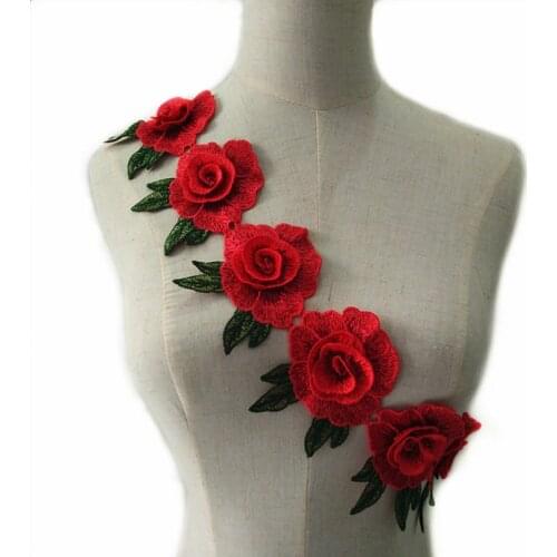 1 Yard 3D Red Flower African Lace Fabric Scrapbooking Sequins High Quality Sequin Fabric for dresses NL213