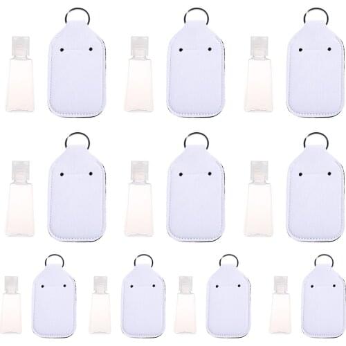 10Pcs Refillable Hand Sanitizer Bottles Holder Cover with Key Ring Portable Soap Lotion Liquids Empty Container Keychain