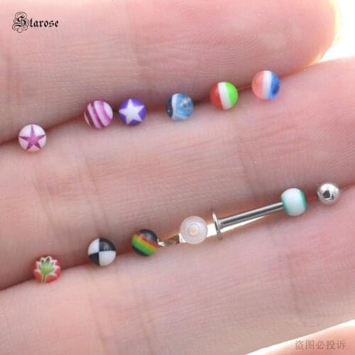 12 pcs/lot 16G 1.2x8mm Acrylic Ball Nose Ring Tragus Piercing Labret Lip Helix Piercing Oreja Nose Piercing Earring Stud Jewelry