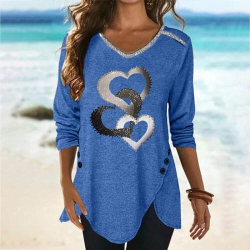2021 Plus Size Women Clothing Spring Autumn Love Long Sleeve T Shirt Casaul Tops Women Blusas Vintage Clothes Print T-shirts