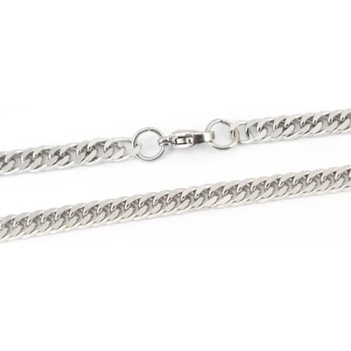 5pcs 4.2x1.8 mm 24'' Silver 316 Stainless Steel Square Necklace Chain