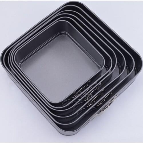 Square buckle 6-Pcs set of 3-piece set of carbon steel non-contact sponge cake mold baking tools Removable tray Cake Tools