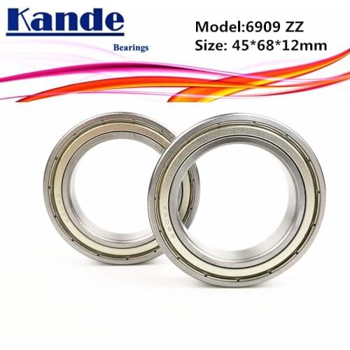 6909 ZZ 2pcs ABEC-1 6909ZZ 45x68x12 Thin Section Deep Groove 6909 Ball Bearing 61909