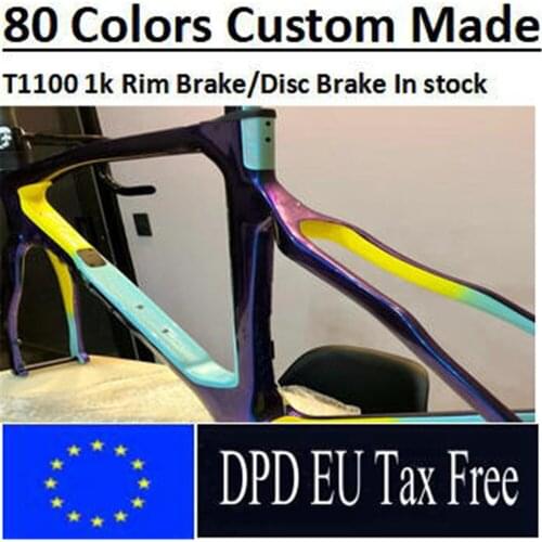 80 colors T1100 1K Chameleon Carbon Road Frame Disc Road Bike Frame Bicycle Frameset BB68 + Handlebar