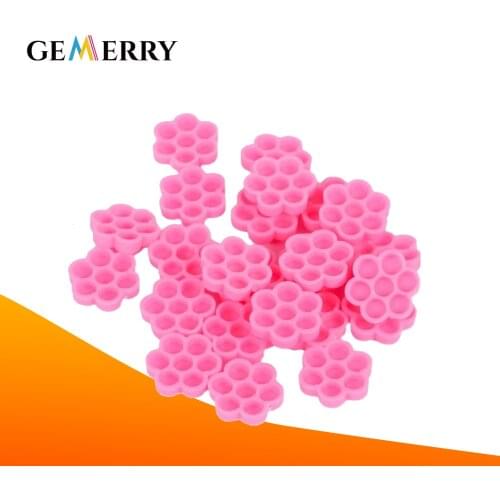 200 PCS/lot Grafting False Eyelash Glue Bows Disposable Plastic Pink 7-holes Plum-shaped Glue Holder Nail Tattoo Ink Cup Tools
