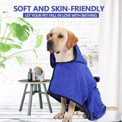 Dog Bathrobe XS-XL Pet Dog Bath Towel for Small Medium Large Dogs Pet Dog Bathrobes With Hat Super Absorbent Pet Drying Towel
