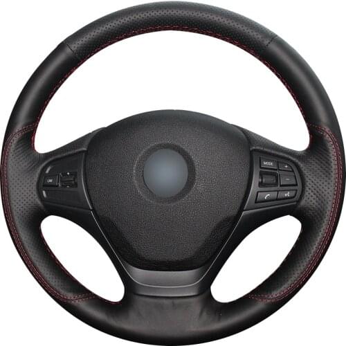 Black Natural Leather Car Steering Wheel Cover for BMW F30 316i 320i 328i