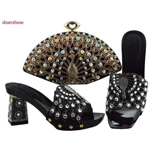 Doershow Shoes and Bag Set for Women Summer African Style italian Shoes and Bag Set for party Custom products! SXF1-6