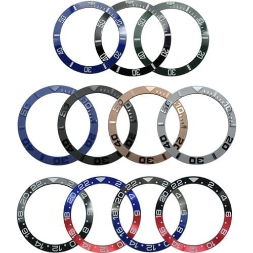 38mm Black Blue Green Ceramic Bezel Watch Ring Scratch-Resistant Insert Ring for GMT Watch 40mm Casing Watch Accessories