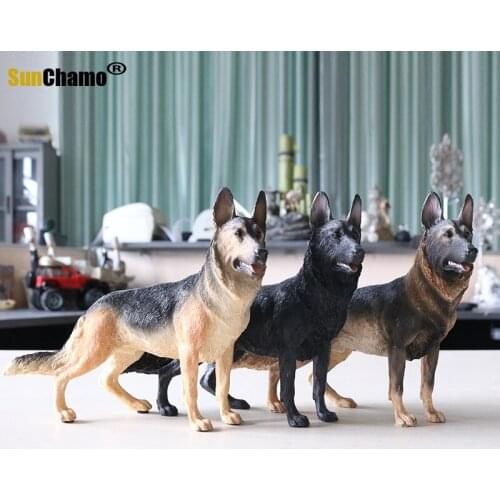 Fashion Shepherd Model Desktop Decoration Black Back Simulation Dog Car Jewelry Figurines Miniatures Decoration Crafts Ornaments