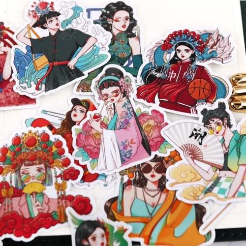 25pcs Tide girl original hand account sticker material cute girl character hand account mobile phone decoration pattern tool