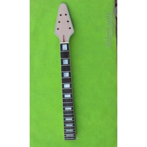 Unfinished Guitar Neck 22fret 24.75inch Mahogany Rosewood Flying V Binding Head