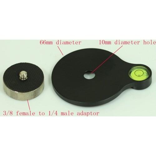New Bubble Level Plate with 3/8" female to 1/4" male adaptor for tripod & head