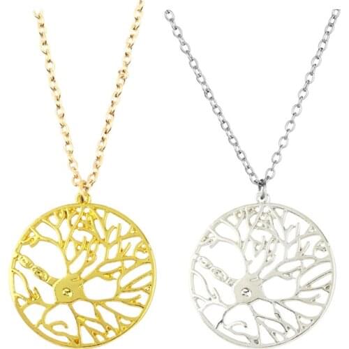 Newest fashion Neuron in a circle necklace psychology necklace biology jewelry