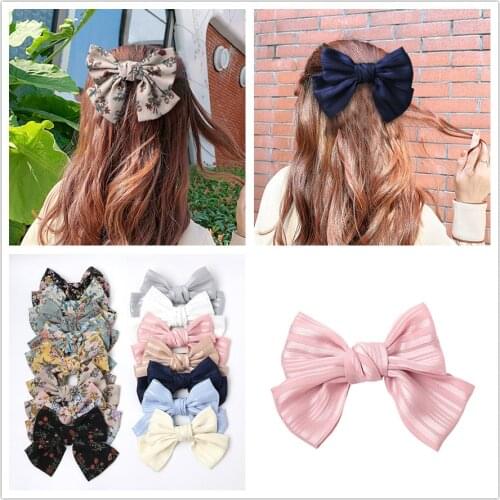 New Flower Silk Big Bow Floral Knot Hairpin Women Girls Hair Clip Pin Barrette Accessories Hairclip Ornaments Headdress Headwear