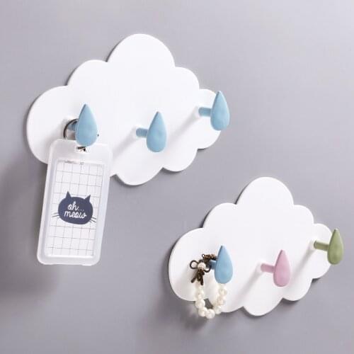 New Cloud shape PP wall decorative hooks Self-adhesive Sticky hook for hanging clothes coat hanger key holder home organizer